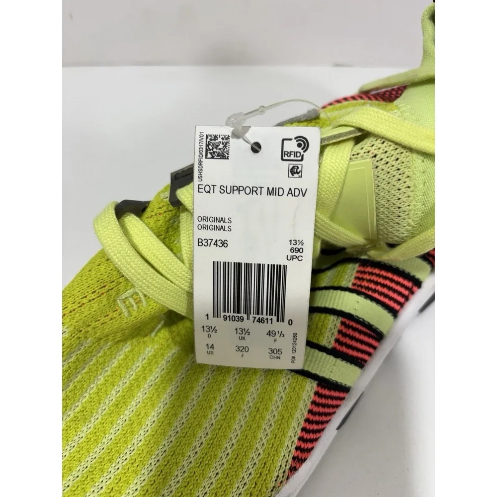 Adidas Men's Sz 14‎ EQT Support Mid ADV Running Shoes B37436 Primeknit Glow